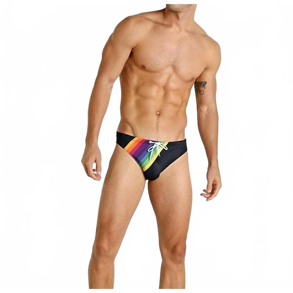 NEW JACK ADAMS rainbow pride swim brief in black